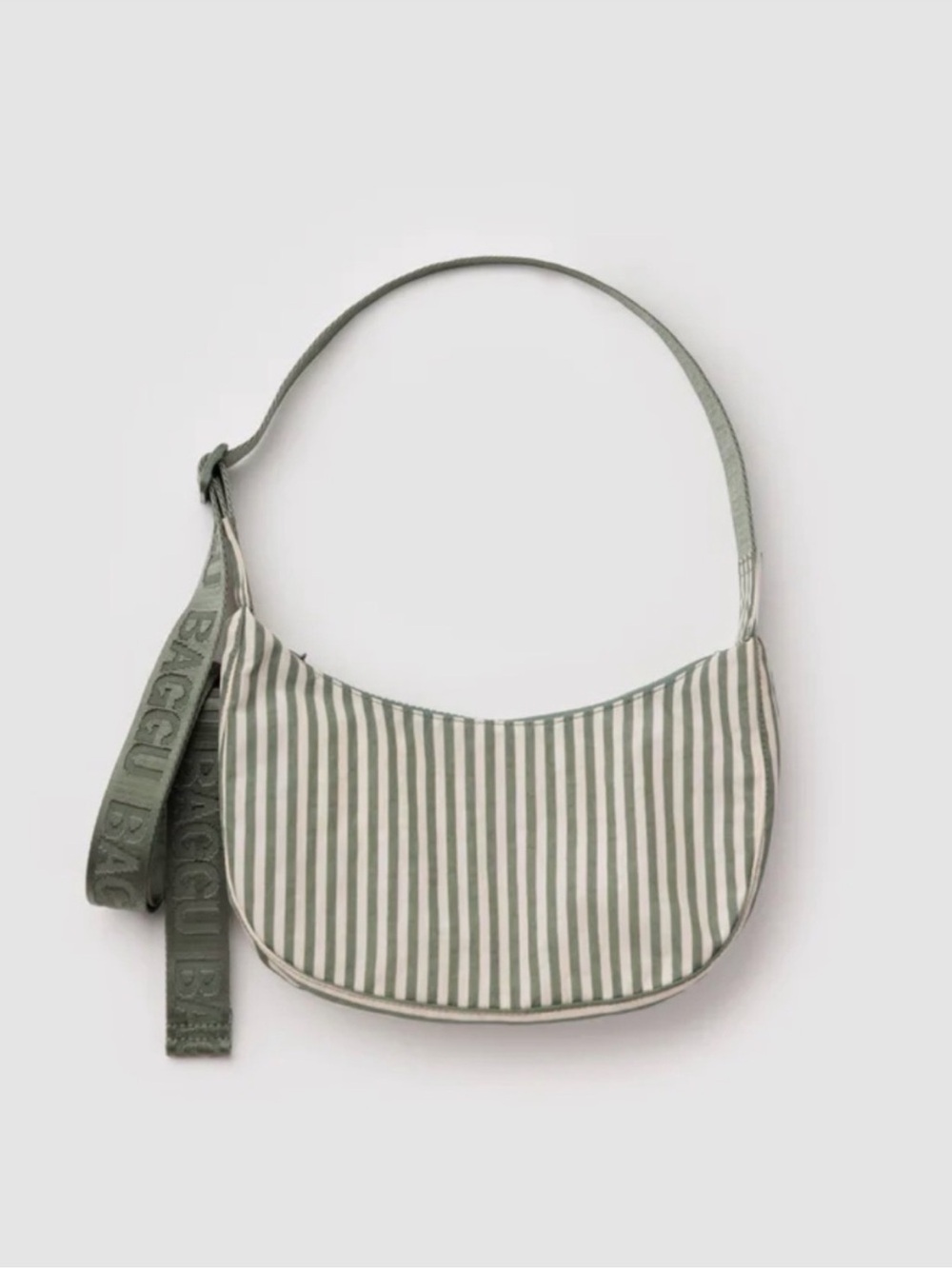 Baggu small nylon crescent bag sage stripe